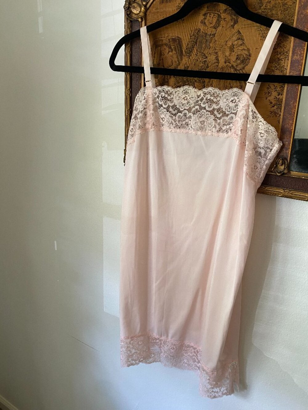 Vintage 1960s Baby Pink Lace Trim Half Mini Slip Coquette MCM Small